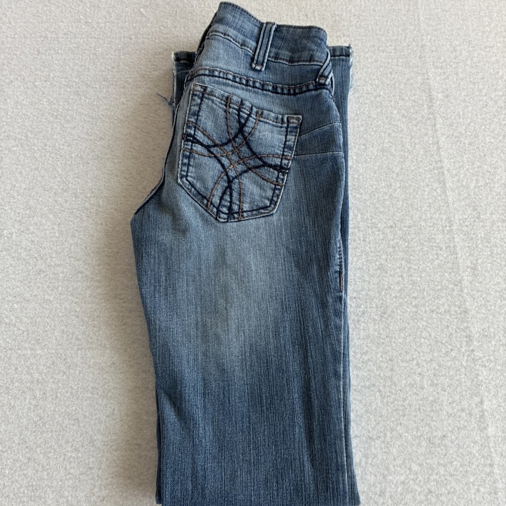 Ariat REAL Denim Mid Rise Bootcut Jeans Women 26r Blue Western Thick Stitch